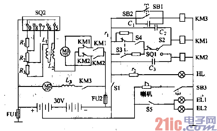 鏟車電路原理圖，鏟車電路圖